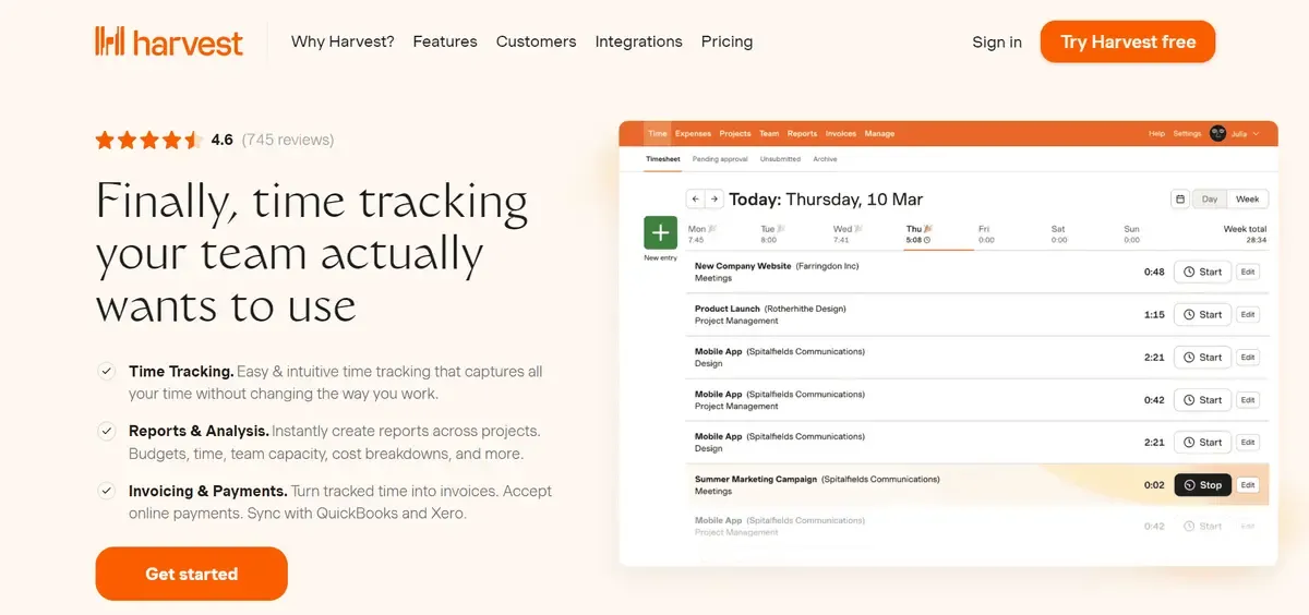 Harvest Easy Time Tracking Software With Invoicing