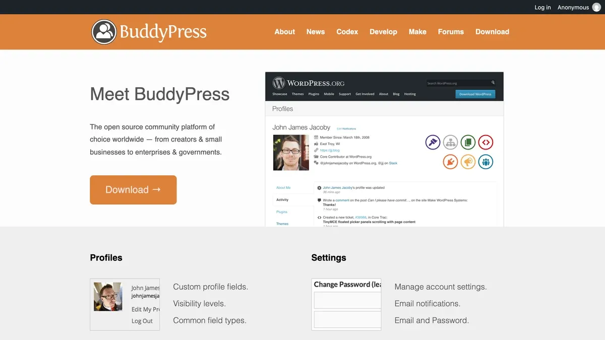 BuddyPress WordPress Community Plugin