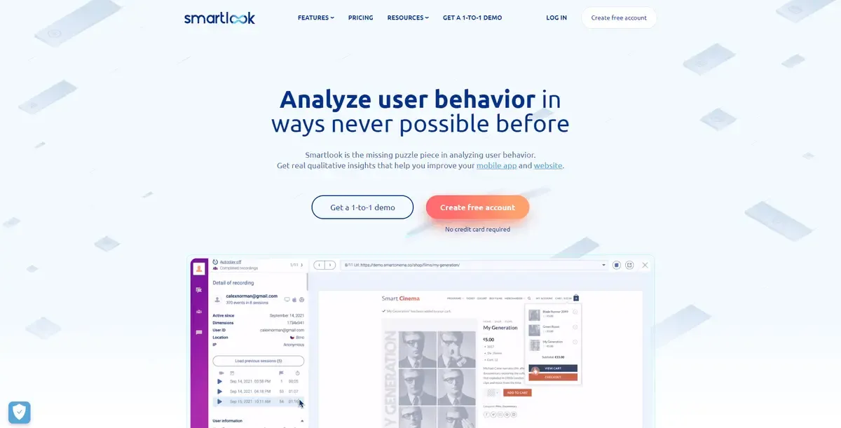Session recording Behavior Analytics Tools Smartlook