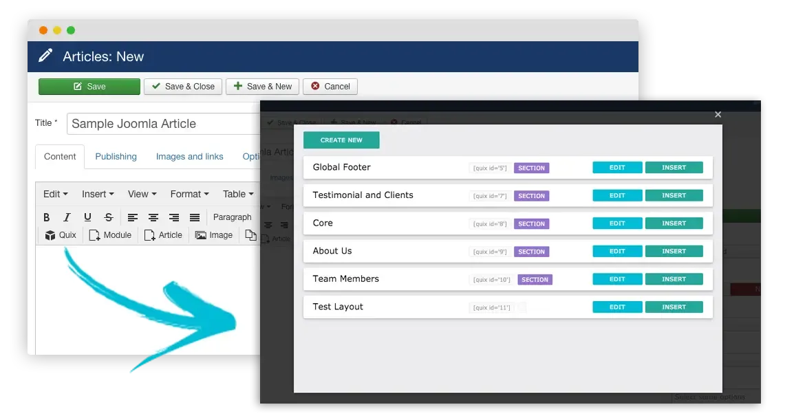 Quix inside Joomla article