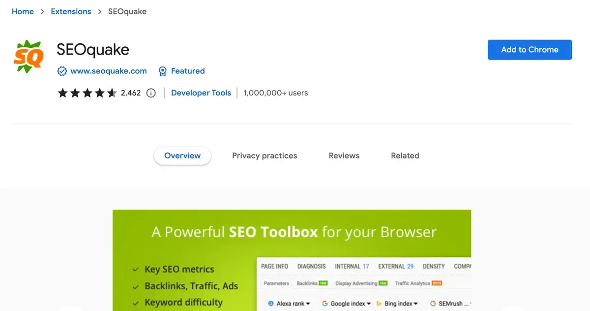 SEOQuake extension
