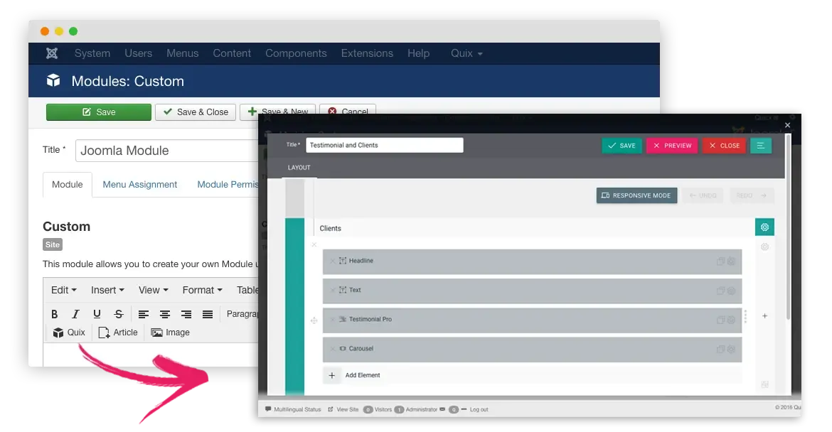 Quix inside Joomla Module