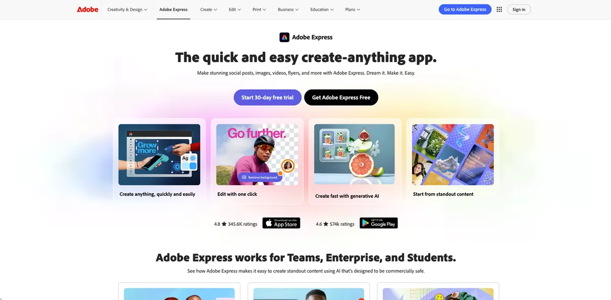 Adobe Express logo maker with professional-grade editor and free Adobe Fonts for startup branding
