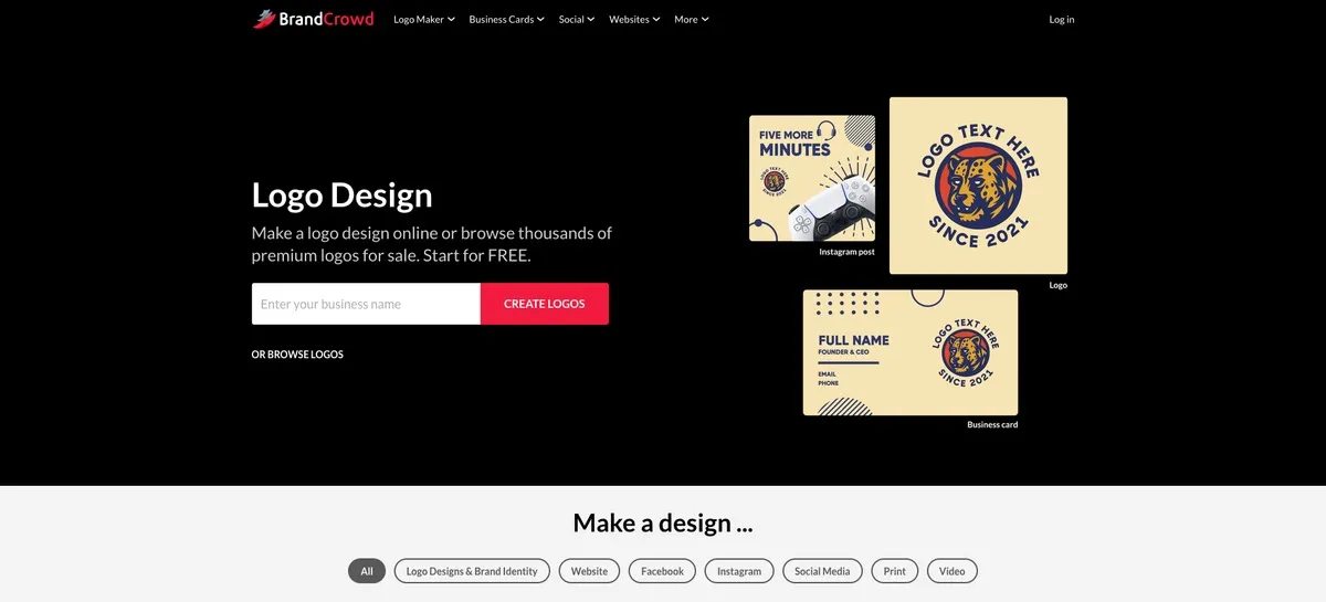 BrandCrowd logo maker with thousands of exclusive designer-made templates