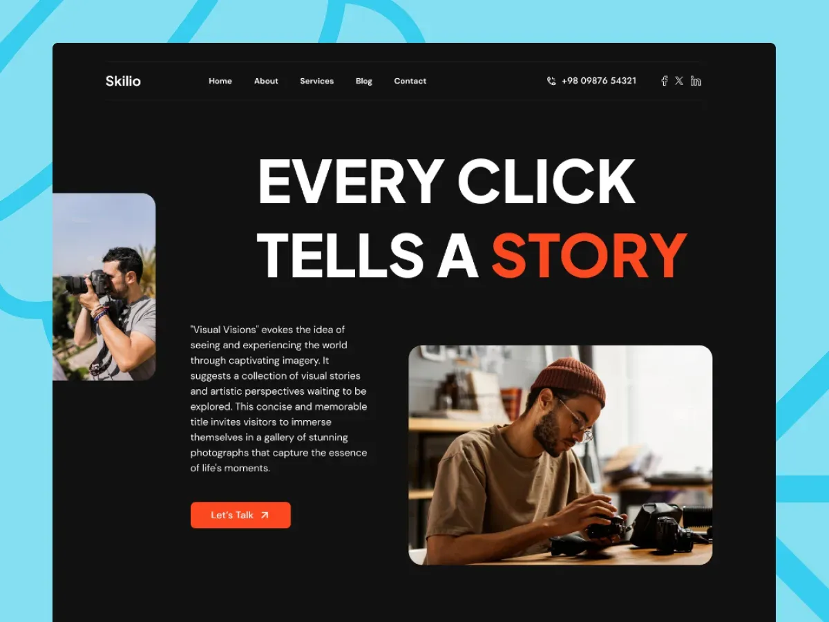 Home page of the Skilio Joomla template