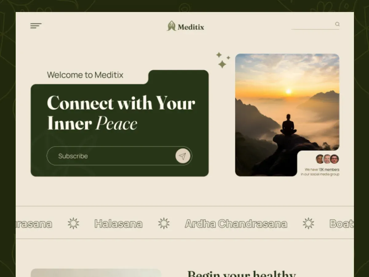 Home page of the Meditix Joomla template