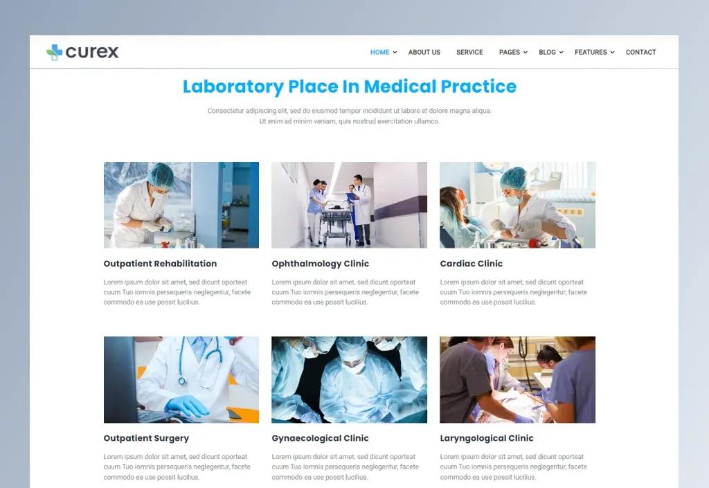 Home page of the Curex Joomla template