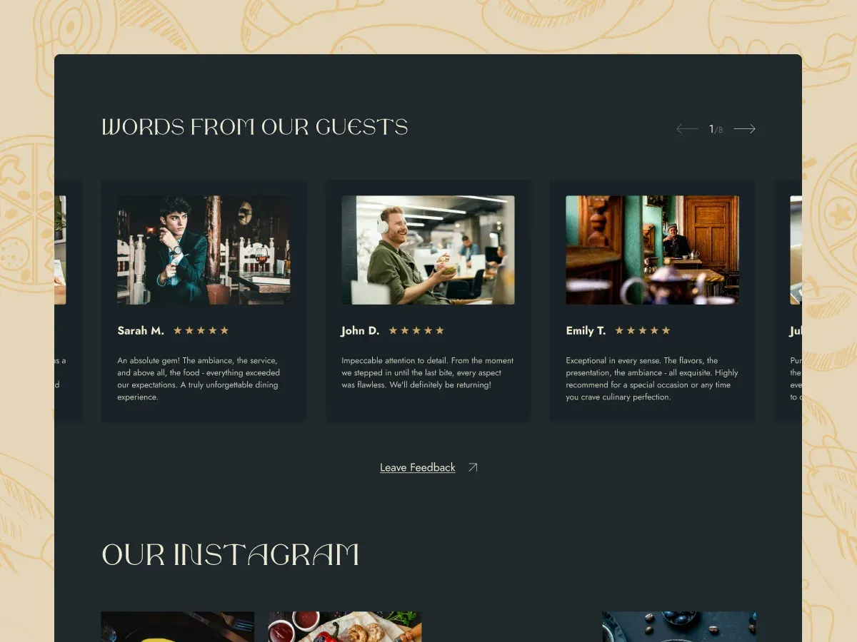 Menu page of the Eatery Joomla template