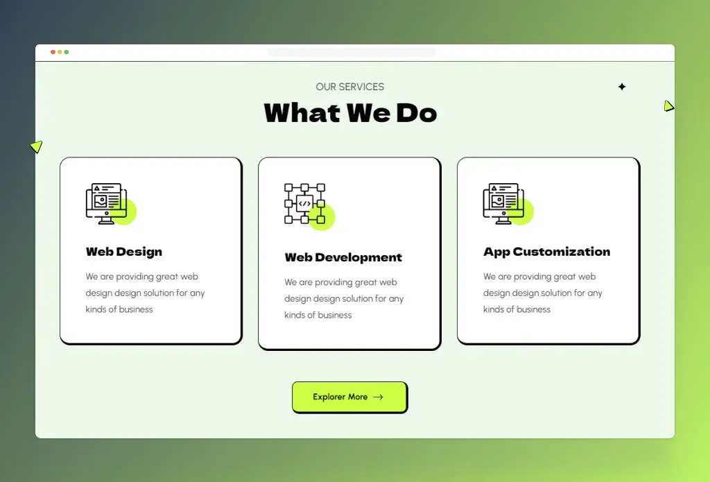 Services page of the Venture Joomla template