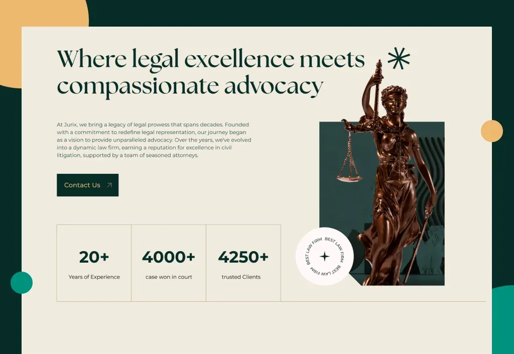 Practice areas page of the Jurix Joomla template