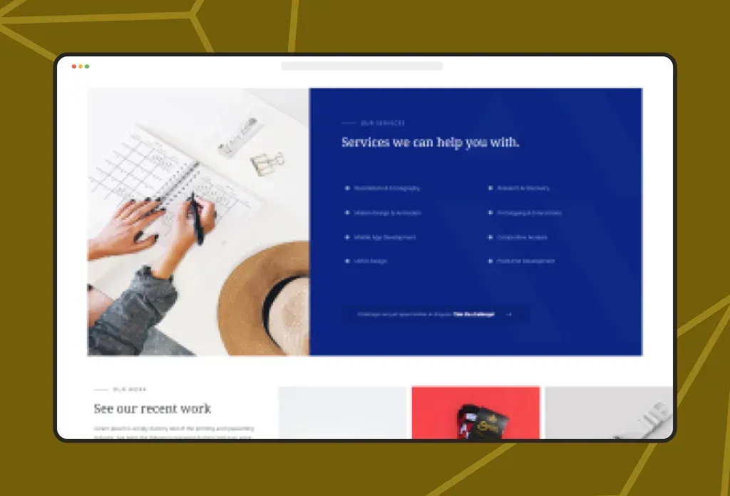 Services page of the Agencio Joomla template