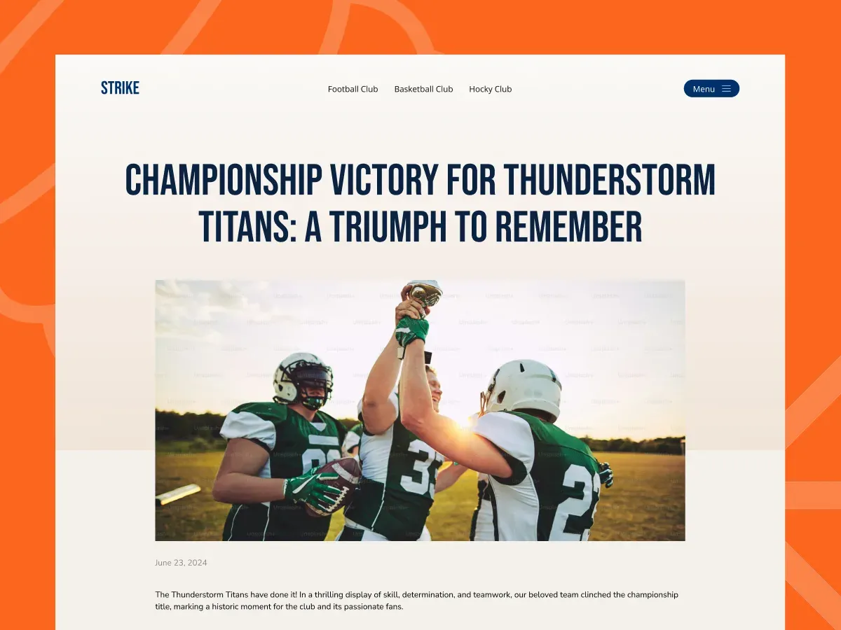 News page of the Strike Joomla template