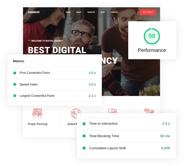 The Atom Joomla template scoring above 90 on PageSpeed