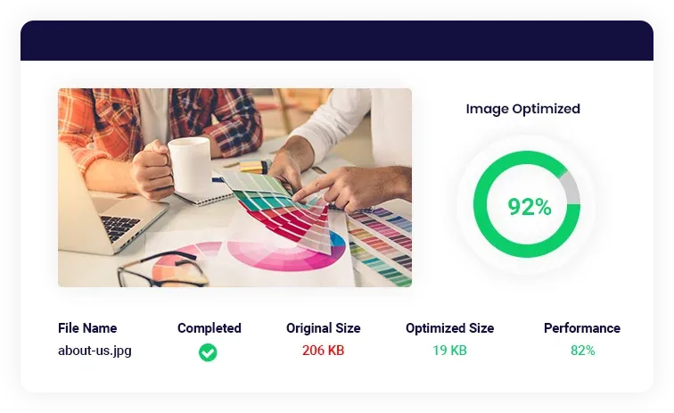 Quix image optimization settings and the resulting file sizes