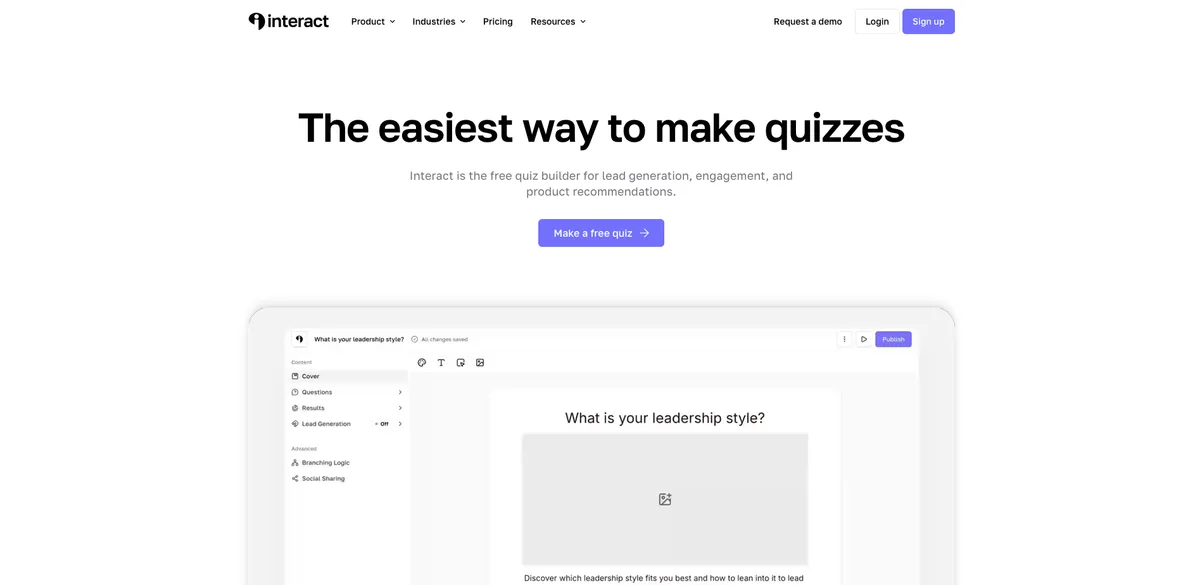 Interact quiz maker social virality tool