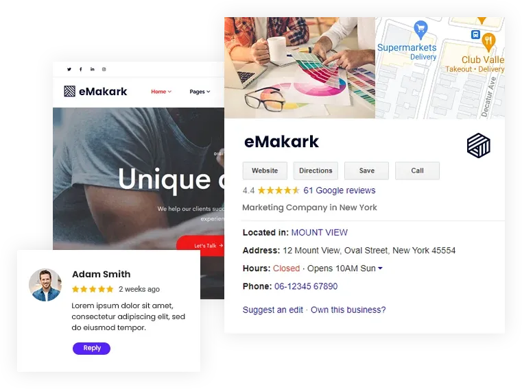 Local search result listing for a site built with Quix
