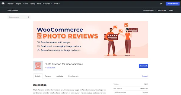 Photo Reviews for WooCommerce plugin showing customer photo gallery on a product page