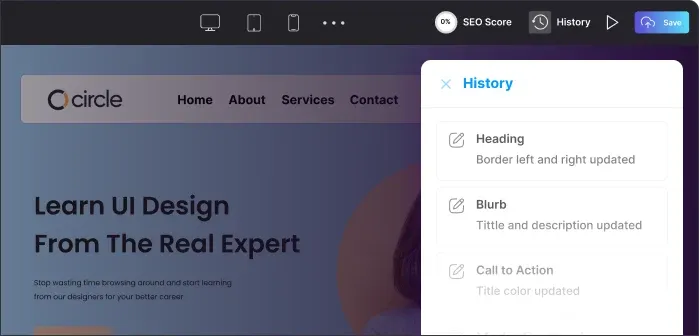 The Quix revision history listing earlier versions of a page