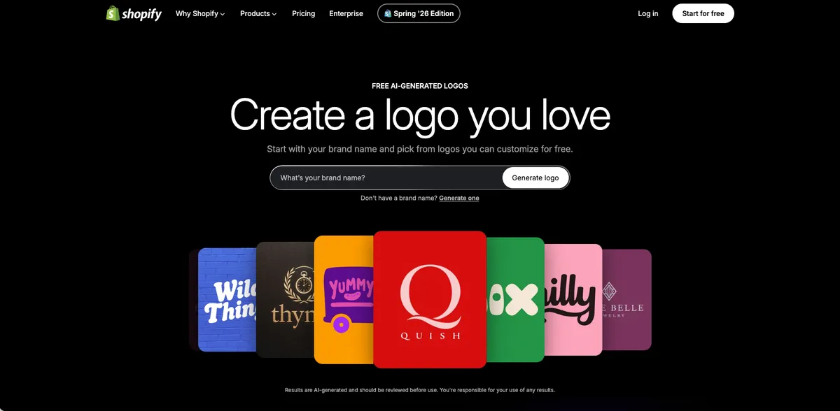 Shopify Hatchful free logo maker generating e-commerce logos with social media size kits for online stores