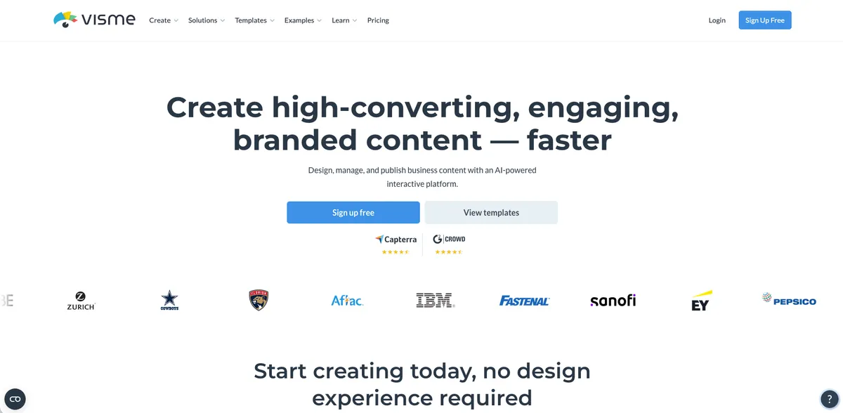 Visme business card editor with advanced typography and layout controls for custom designs