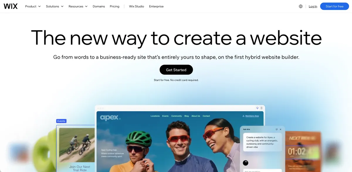 Wix website builder dashboard with template library and business tools for local businesses