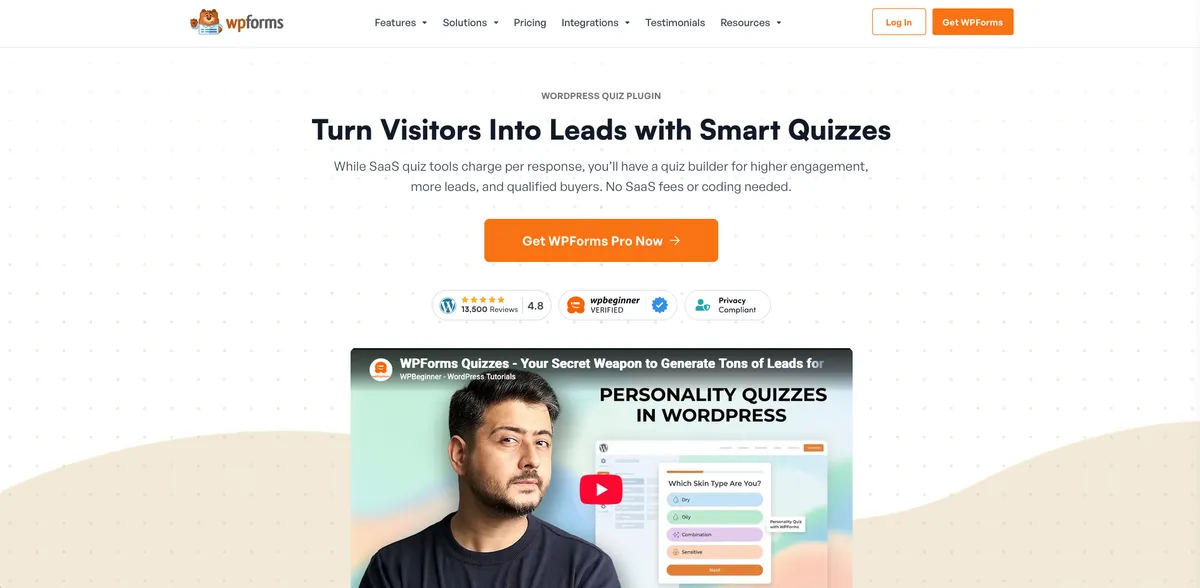 WPForms quiz addon drag-and-drop builder