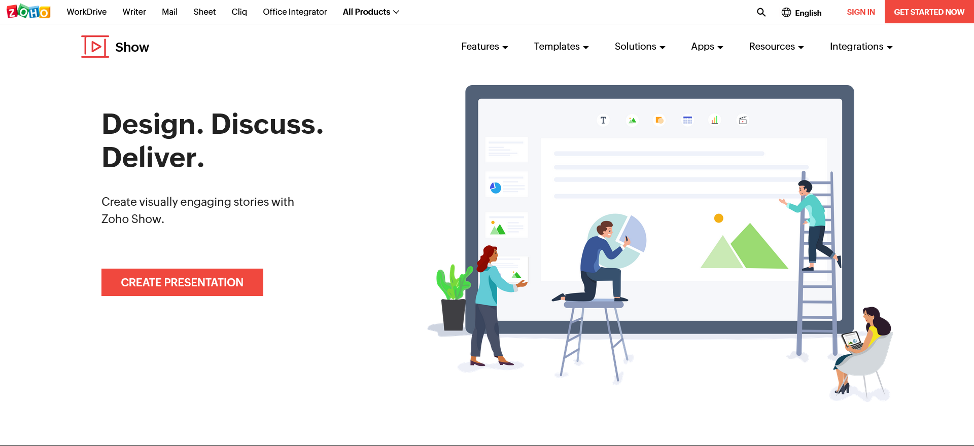 Design discuss and deliver slides online using Zoho Show 
