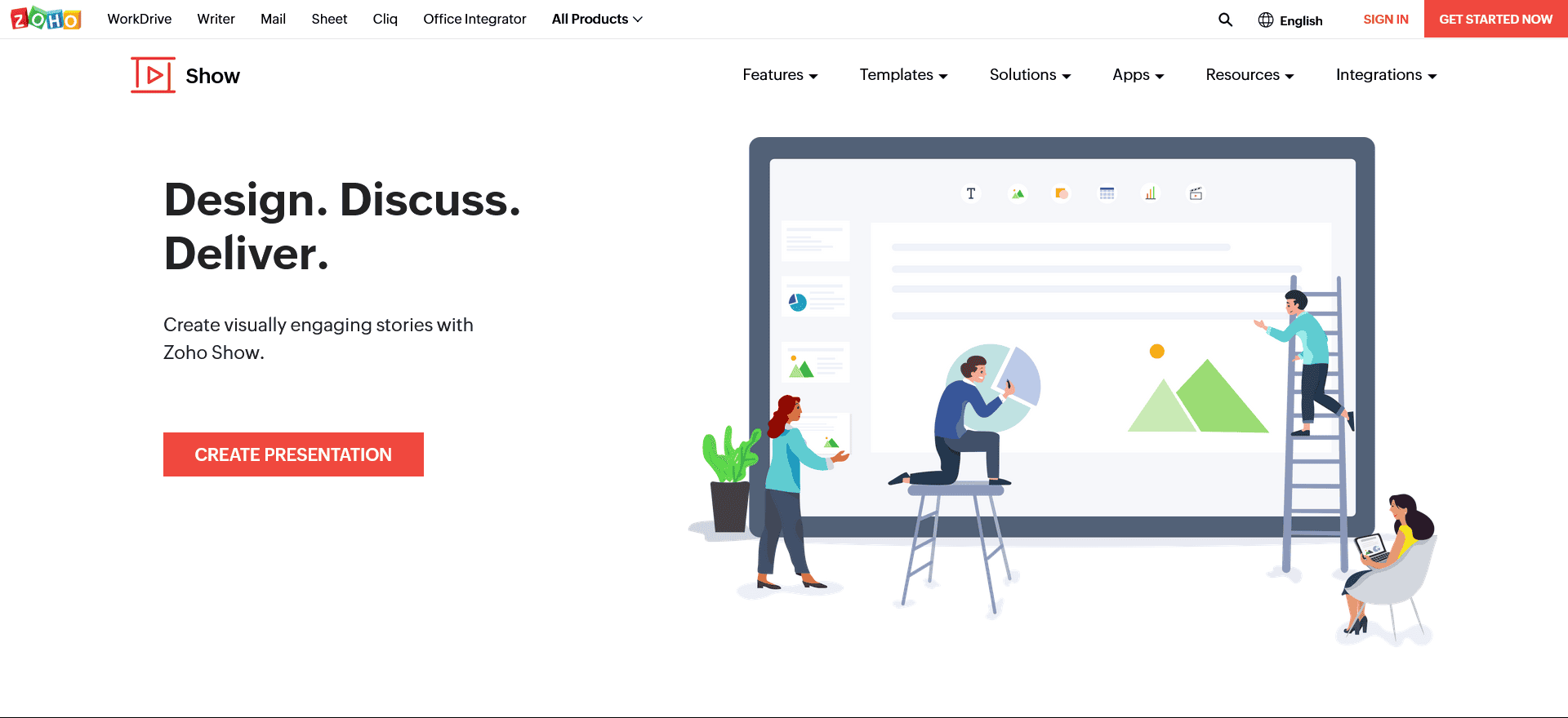 slideshow presentation software Design discuss and deliver slides online using Zoho Show