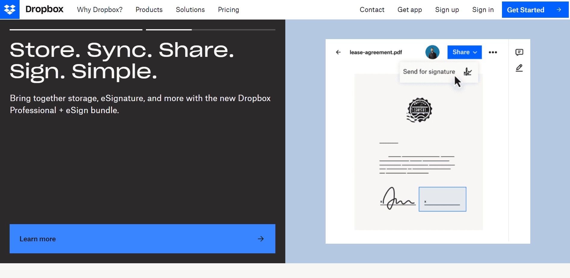 Dropbox Homepage