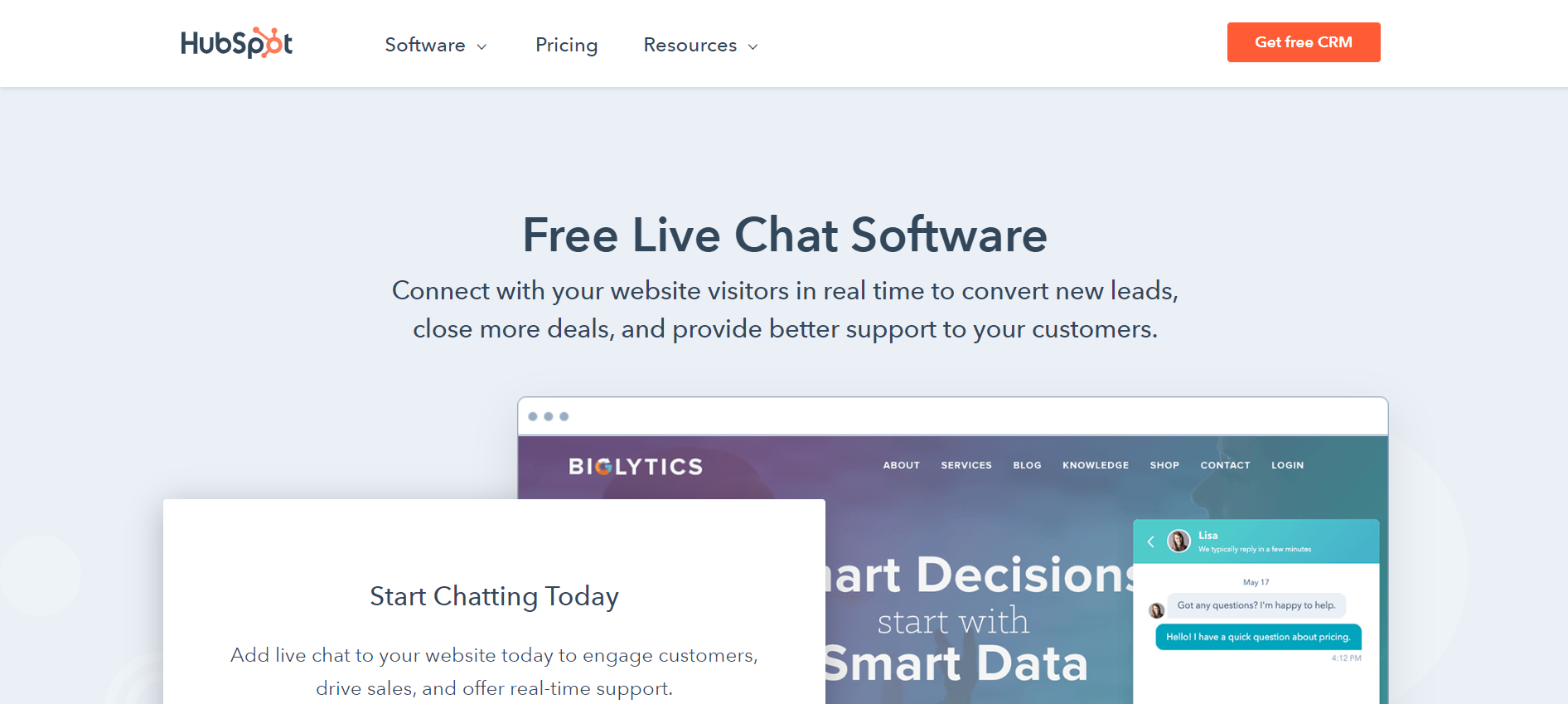 Free Live Chat Software HubSpot