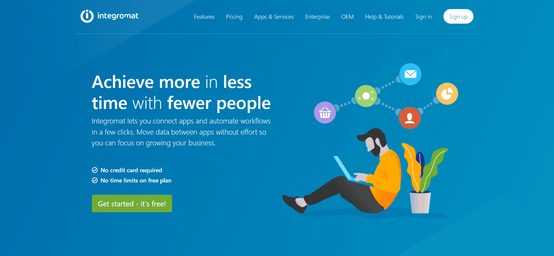 Integromat Achieve more in less time with fewer people