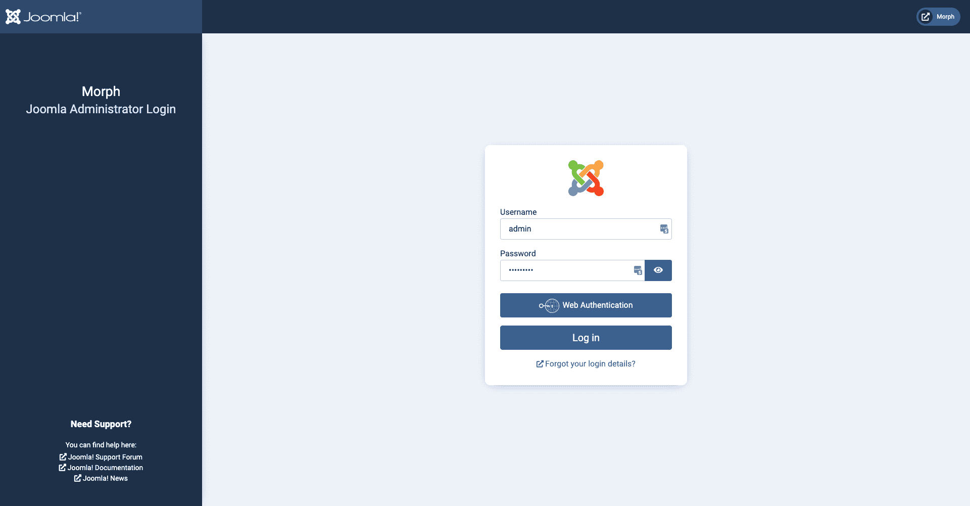 Login Joomla Administrator Panel