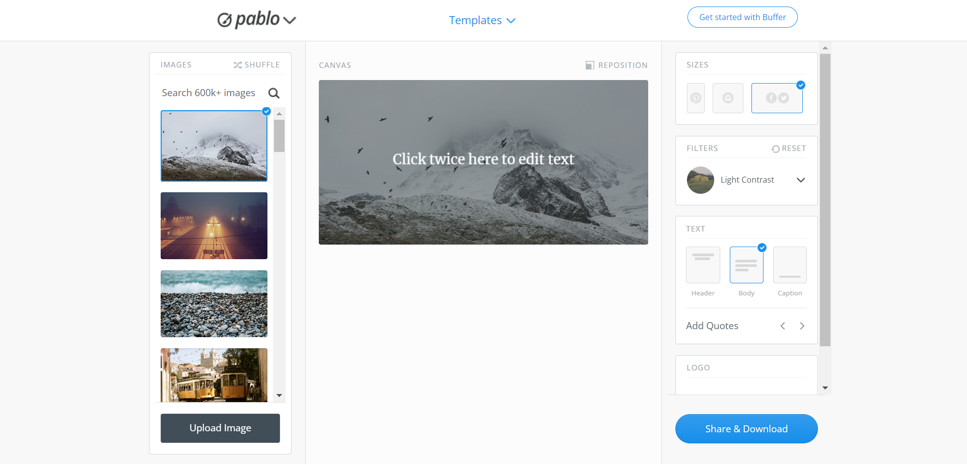 Pablo by Buffer Design engaging images for your social media posts in under 30 seconds