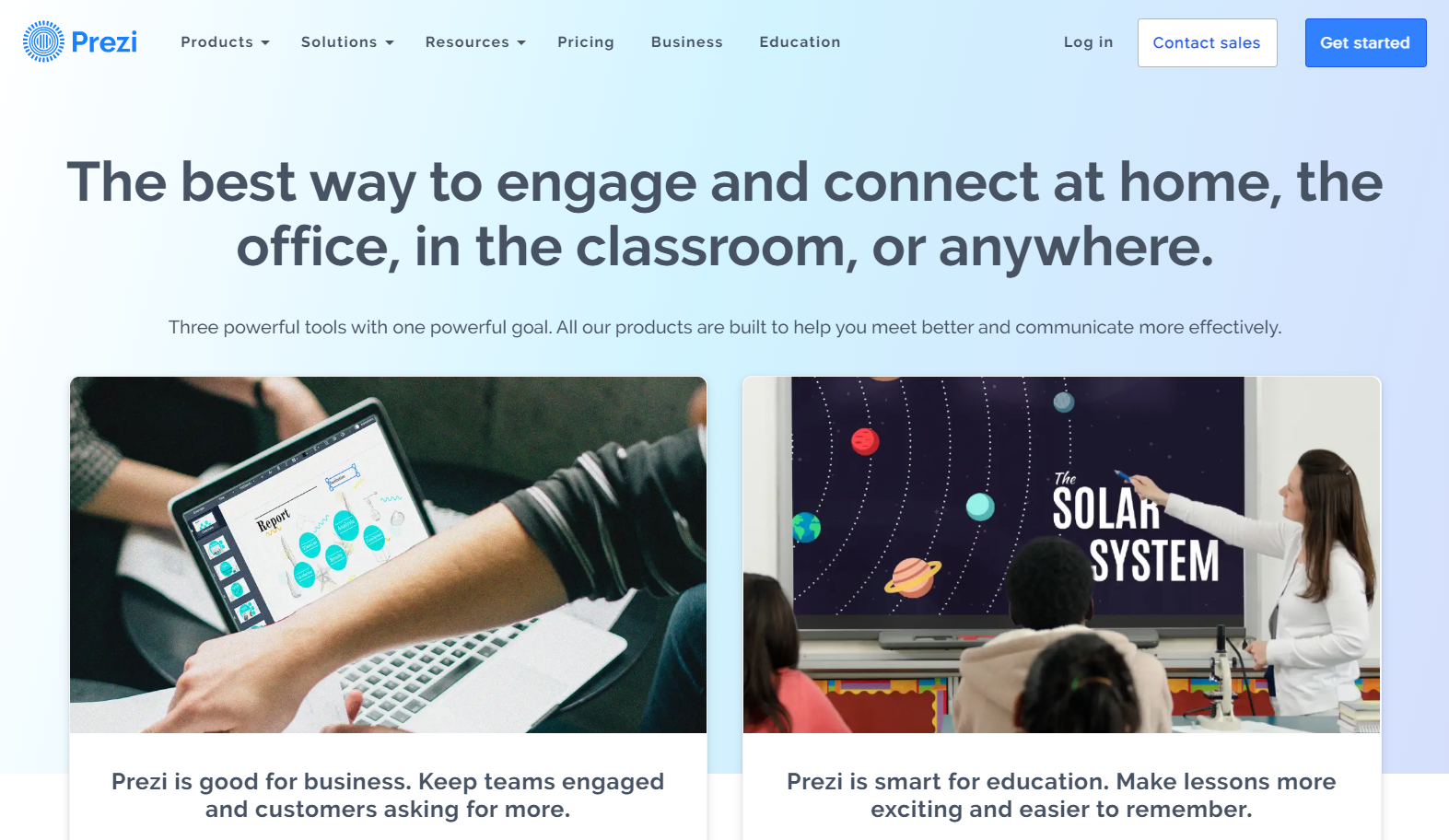 Presentations and videos with engaging visuals for hybrid teams Prezi