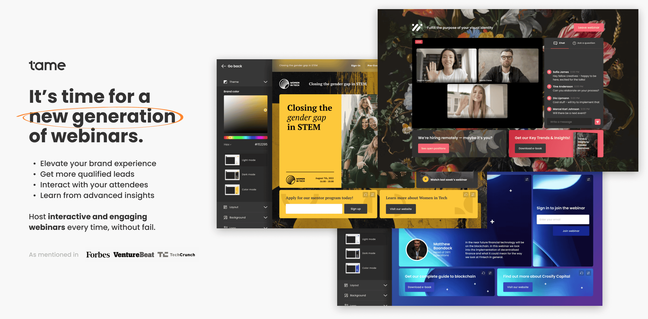 Tame Webinar Platform 