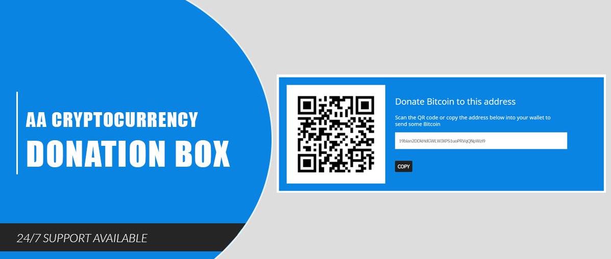 aa cryptocurrency donation box