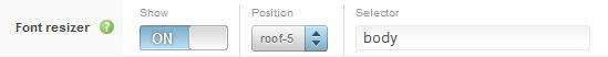 Font resizer settings