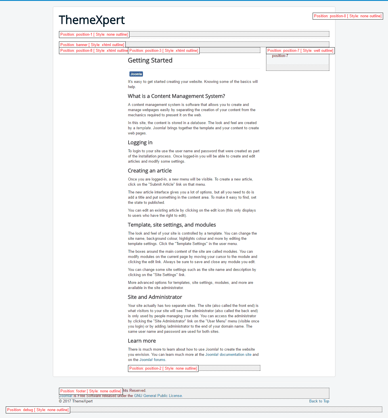 Preview Module Positions in Joomla Templates ThemeXpert