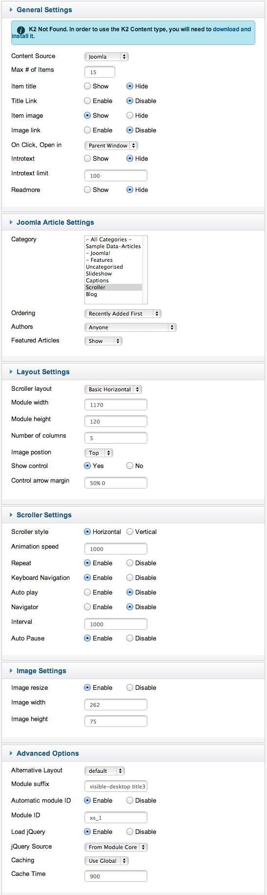 xpert scroller settings