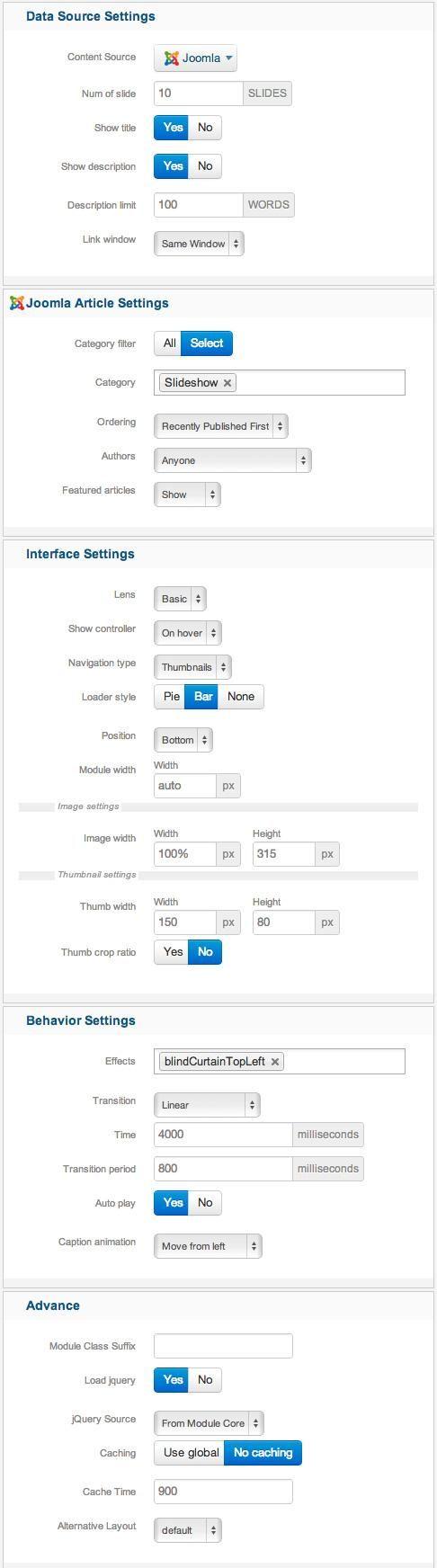 xpert slider settings