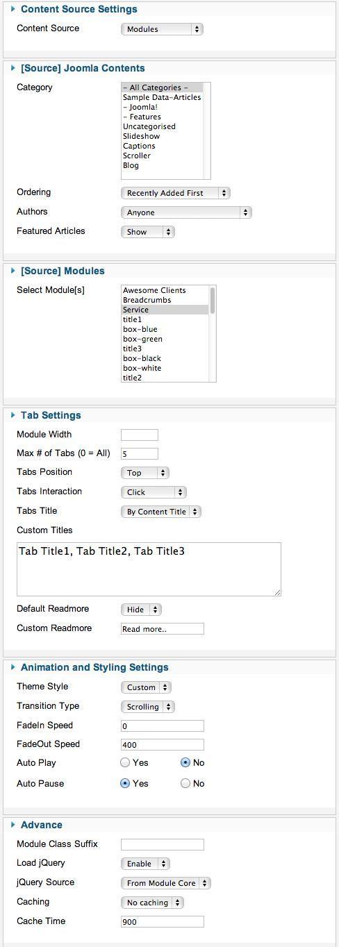 Xpert Tabs settings