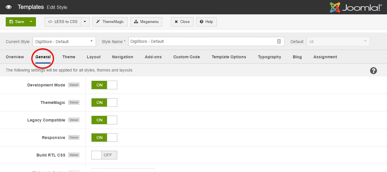 T3 General settings