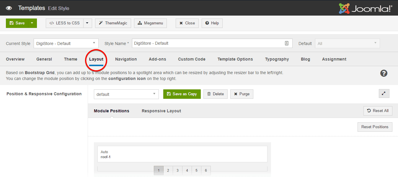 T3 Layout settings