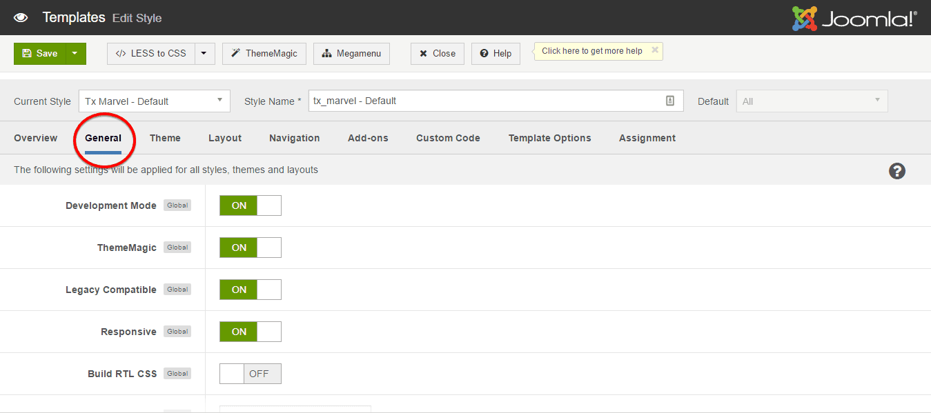 T3 General settings