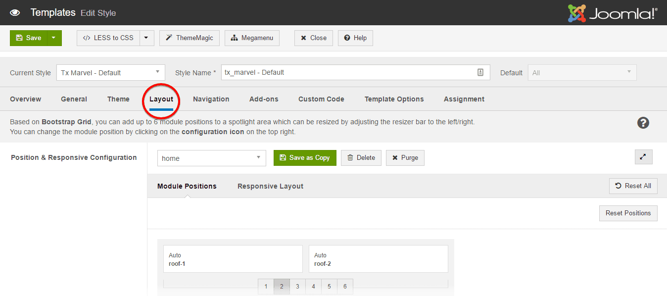 T3 Layout Settings