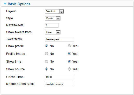 Xpert tweets settings