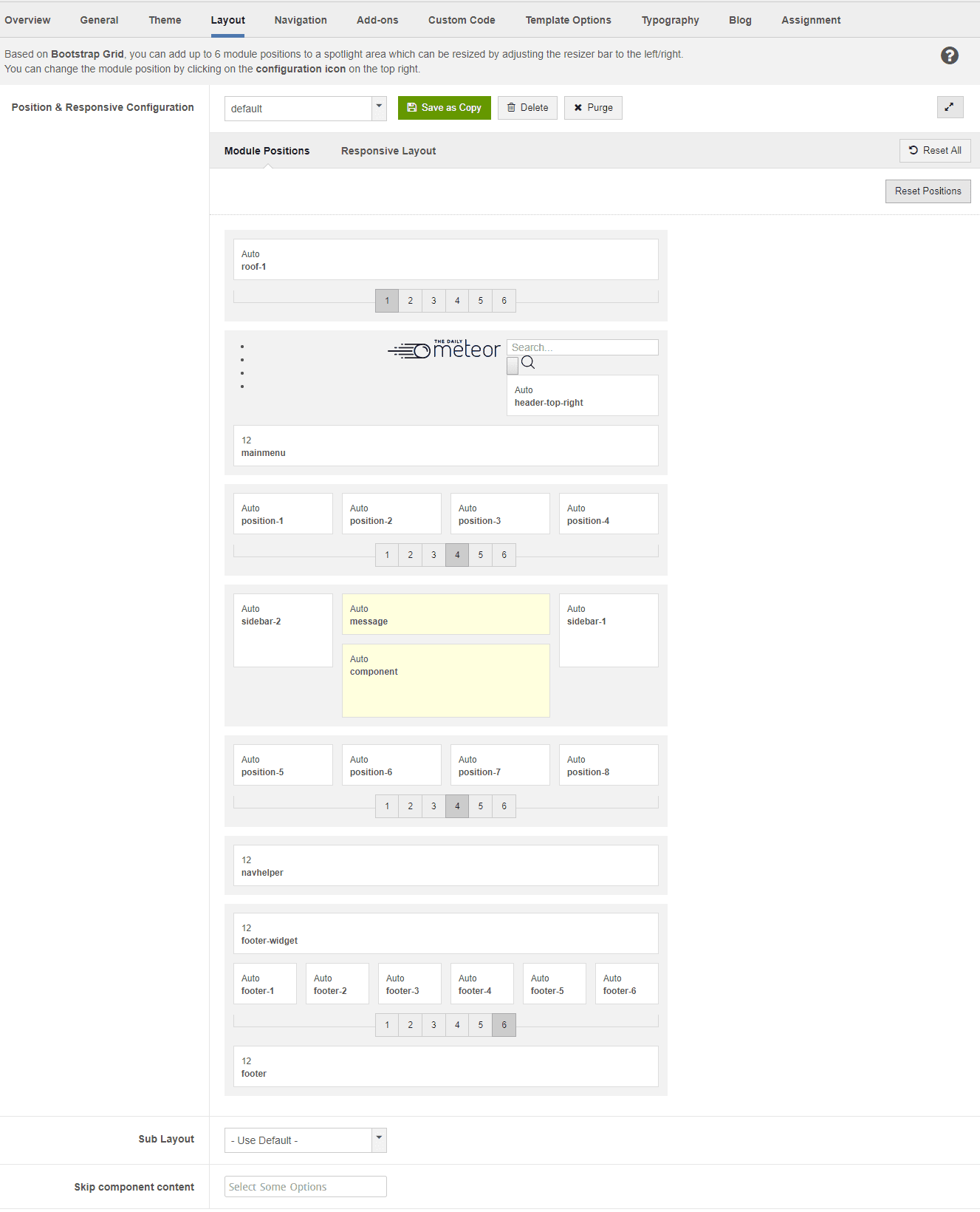 Layout  Settings