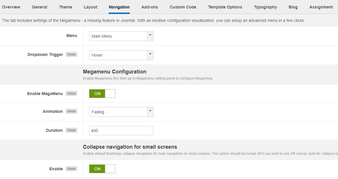 Navigation Settings