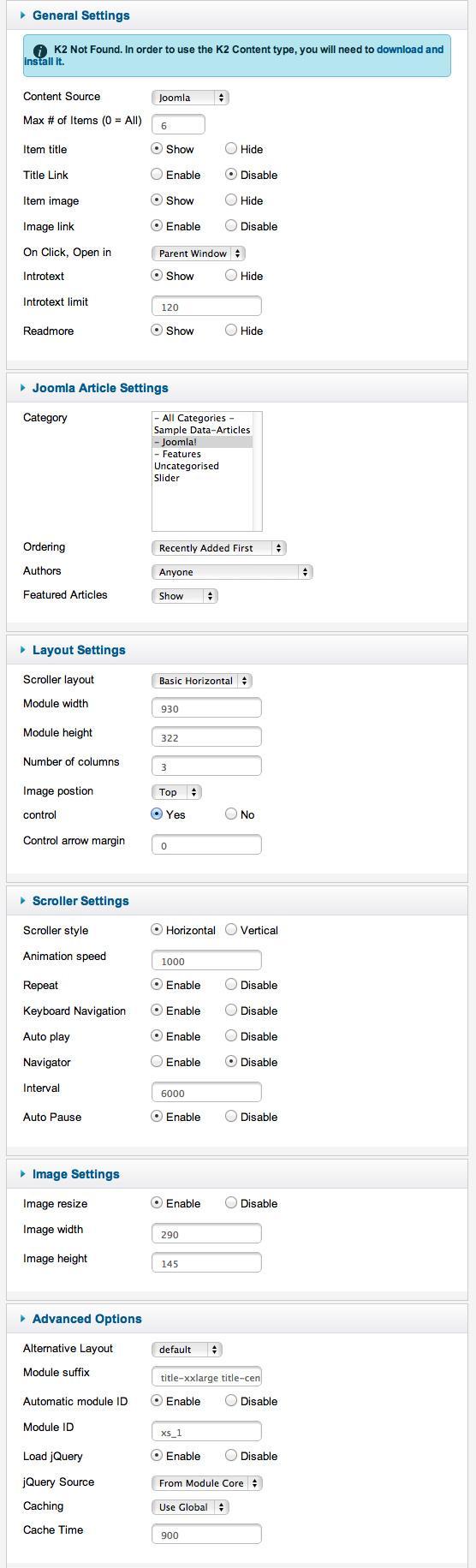 xpert scroller settings