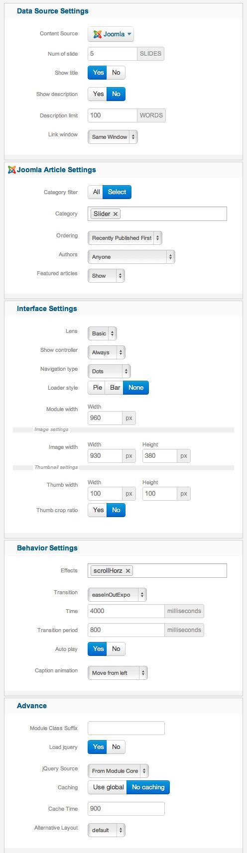 xpert slider settings